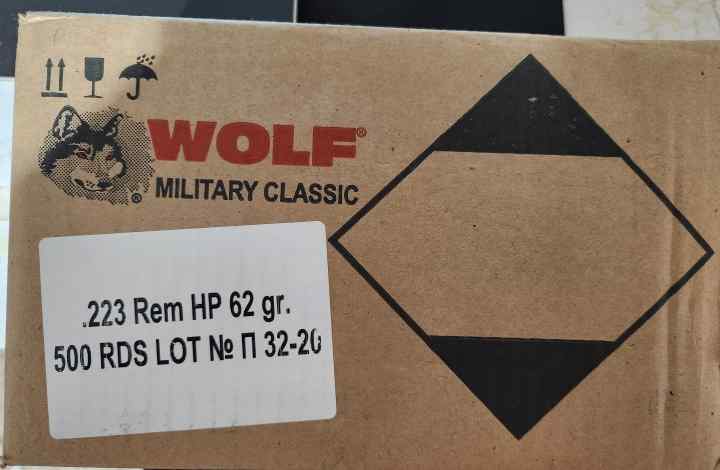 Wolf 223 Rem 62gr HP. Bushnell, Fl